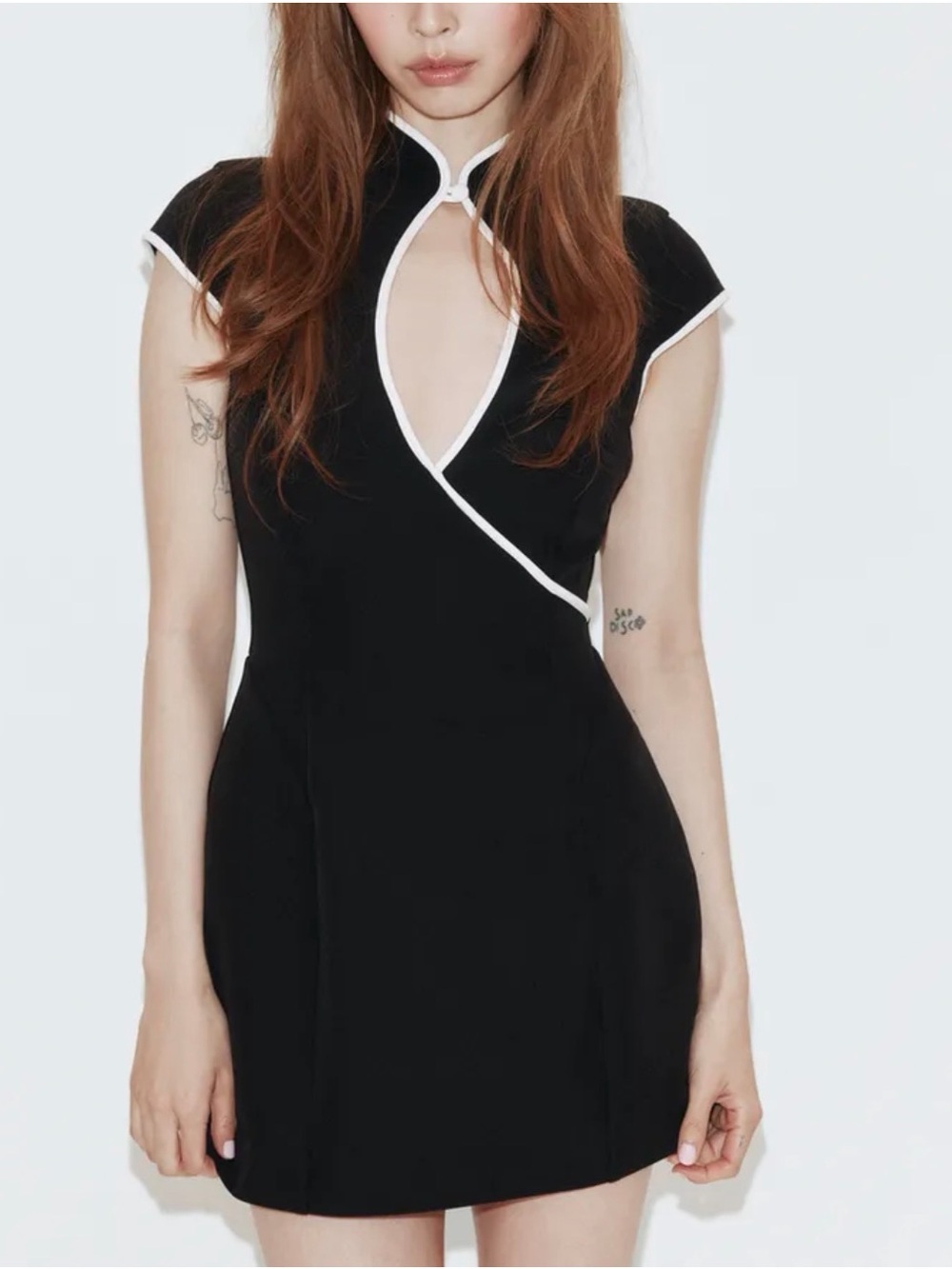 Zara Black Mini Dress with White Piping